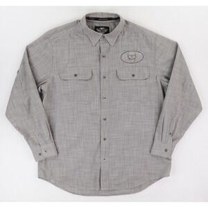 Harley-Davidson Shirt Mens XL Gray Skull Striped Button Front Long Sleeve